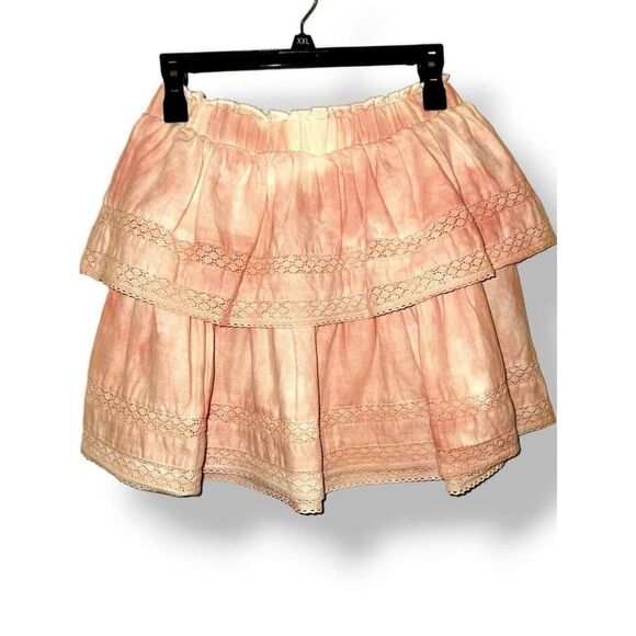 CHELSEA & VIOLET Boho Pink Tie Dye Ruffle Skirt Size Small NEW - Picture 5 of 5